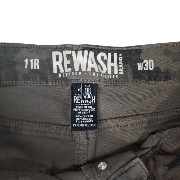 Rewash Skirt 1R W30 Camo Mini Button Fly Raw Hem - Picture 3 of 5
